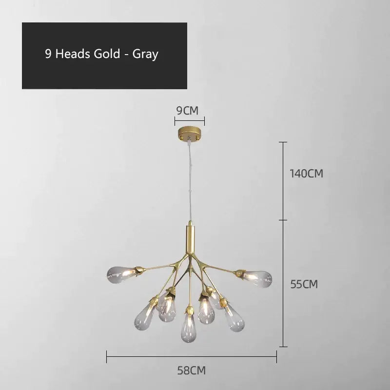 Modern gold elegant firefly chandelier dining room branching light
