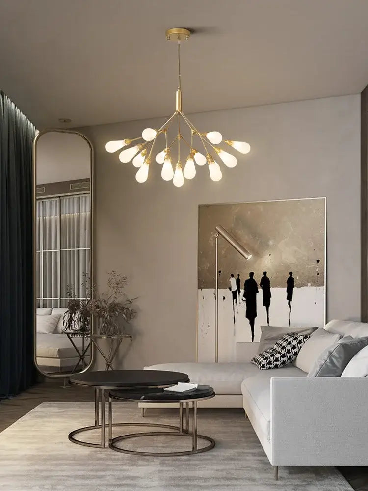 Modern gold elegant firefly chandelier dining room branching light