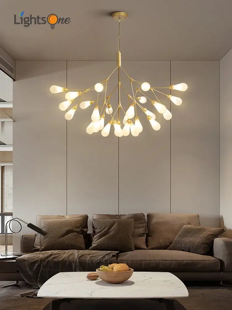 Modern gold elegant firefly chandelier dining room branching light