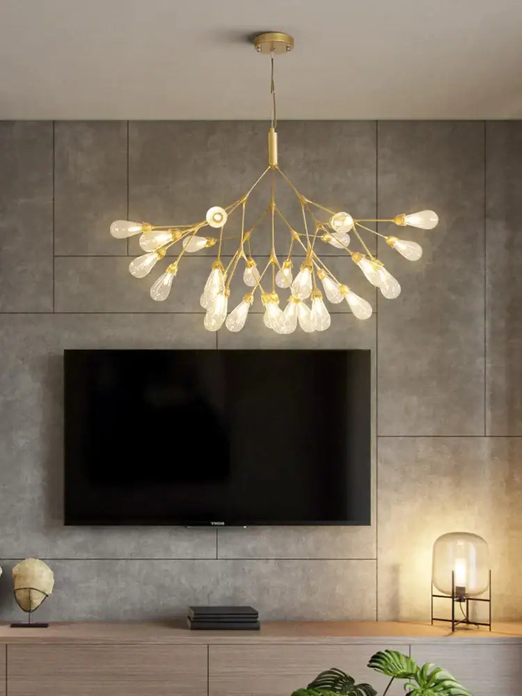 Modern gold elegant firefly chandelier dining room branching light
