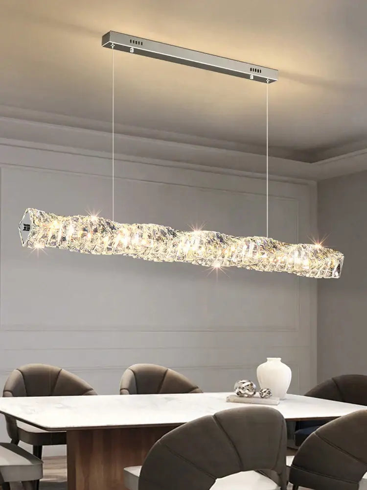 Modern gold elongated glass chandelier led ceiling light dining room