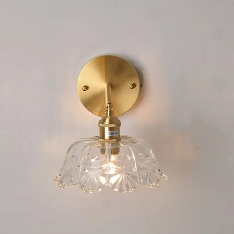 Modern gold faceted clear glass wall lamp bedroom sconce