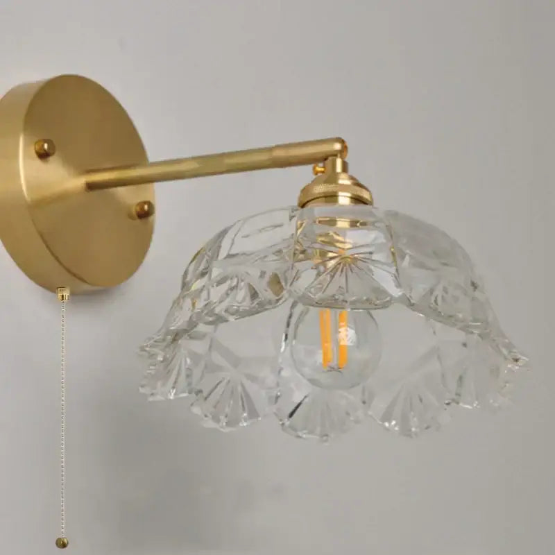 Modern gold faceted clear glass wall light bedroom sconce