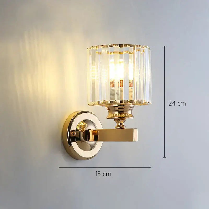 Modern gold faceted glass shade wall lamp living room sconce