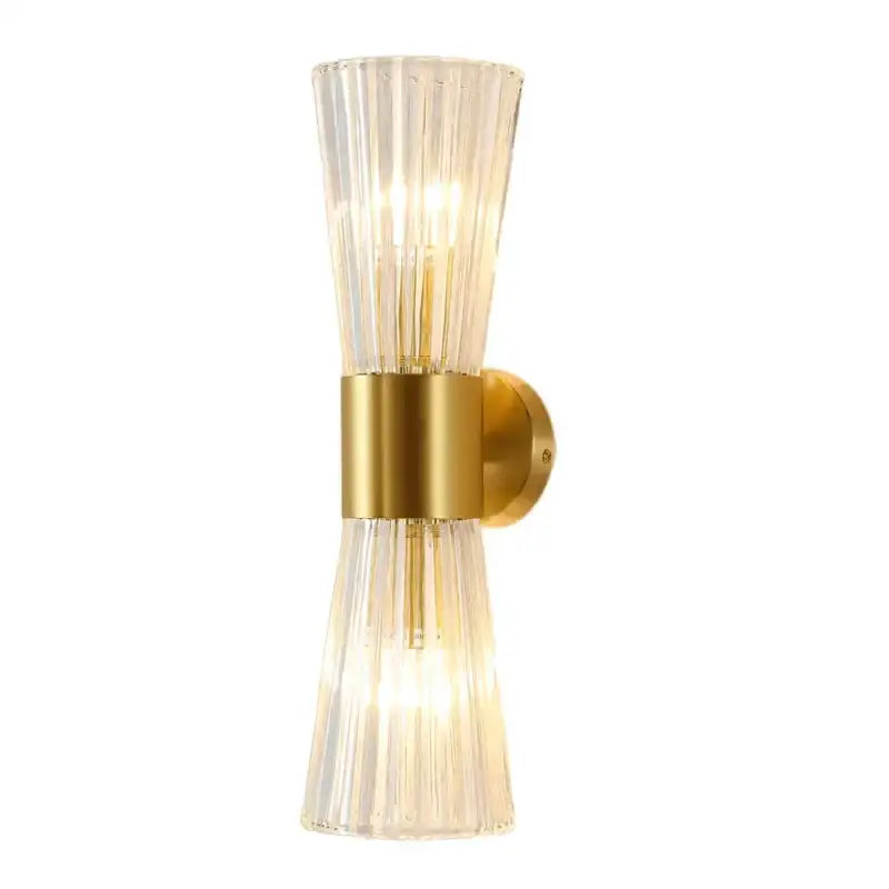 Modern gold fluted crystal wall sconce living room lighting