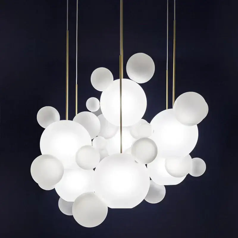 Modern gold frosted glass ball pendant light for dining room