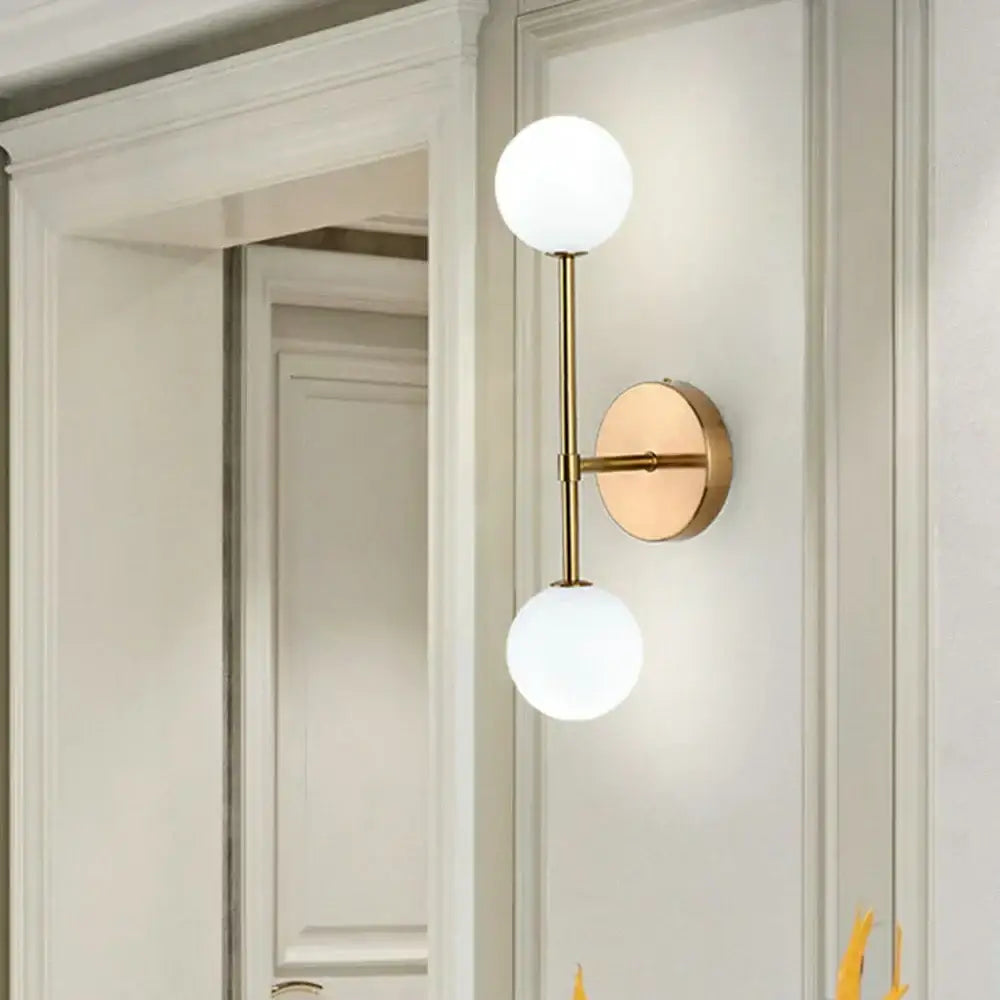 Modern gold frosted glass led wall sconce bedroom lighting