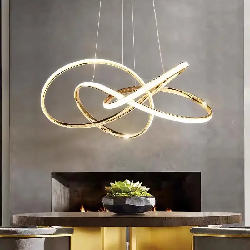 Modern gold geometric led ceiling pendant light dining room