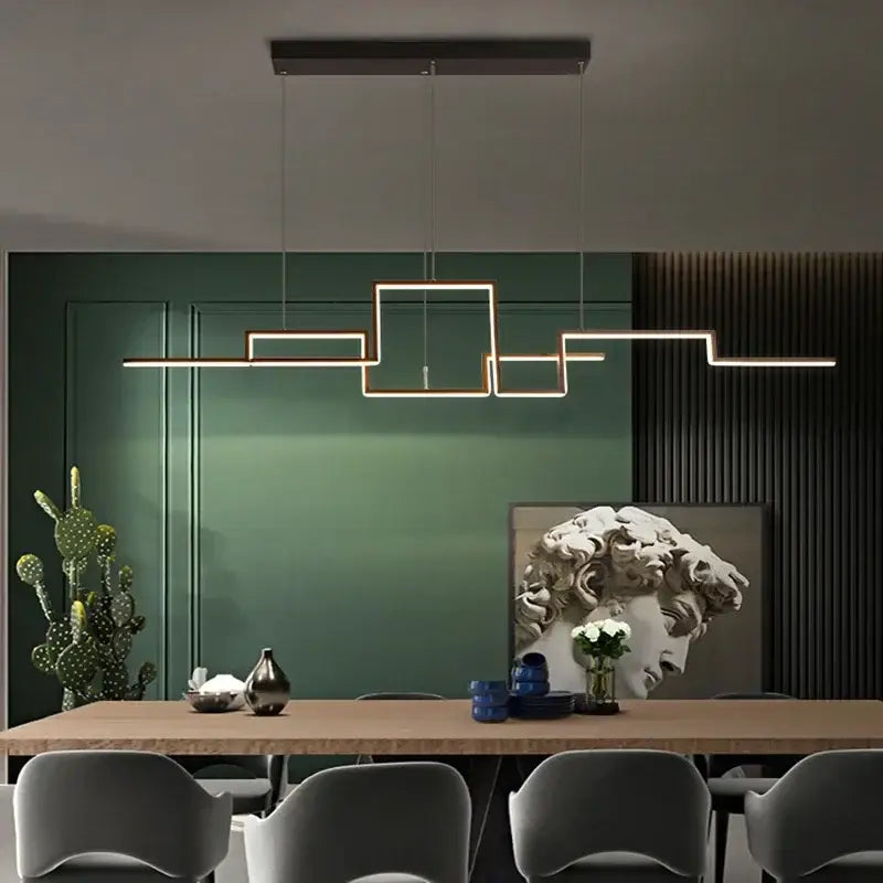 Modern gold geometric led pendant lights for dining room
