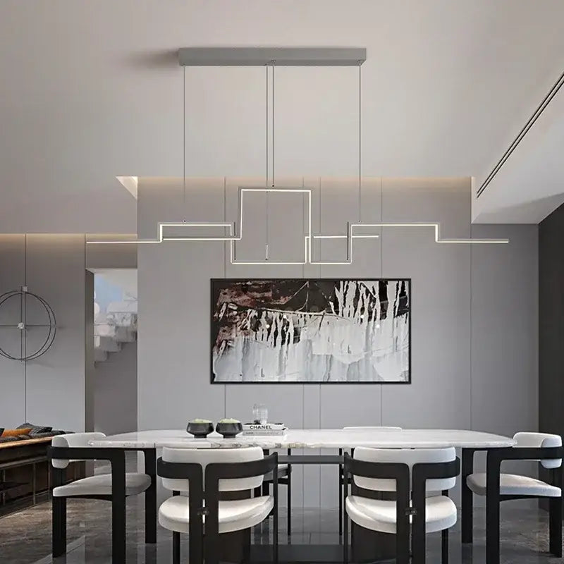 Modern gold geometric led pendant lights for dining room