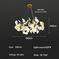 Modern gold ginkgo branch leaf led chandelier for living room