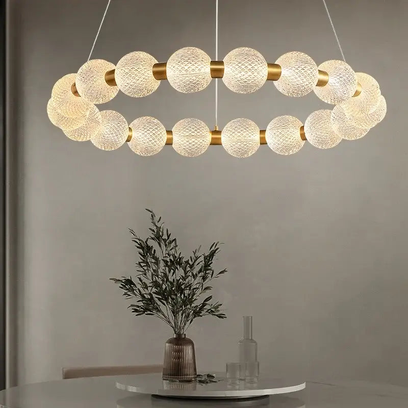 Modern gold glass ball led ceiling chandelier living room light