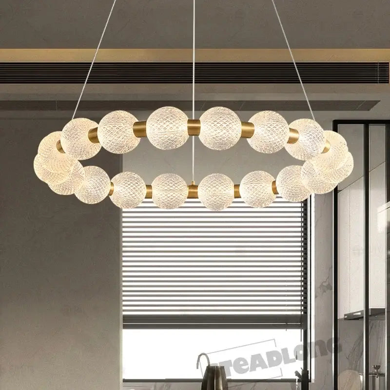 Modern gold glass ball led ceiling chandelier living room light