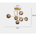 Modern gold glass ball led ceiling chandelier living room light