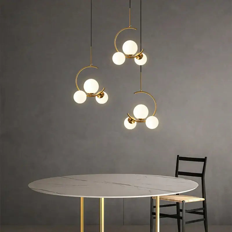 Modern gold glass ball led chandelier dining room pendant light