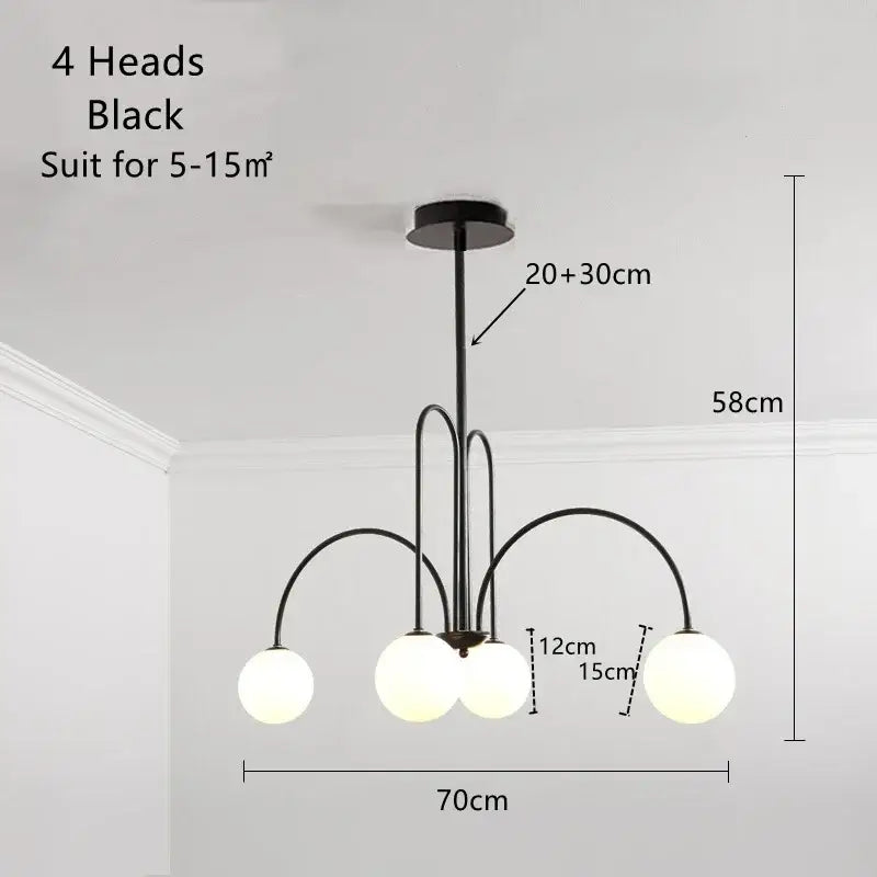 Modern gold glass ball led chandelier for dining room