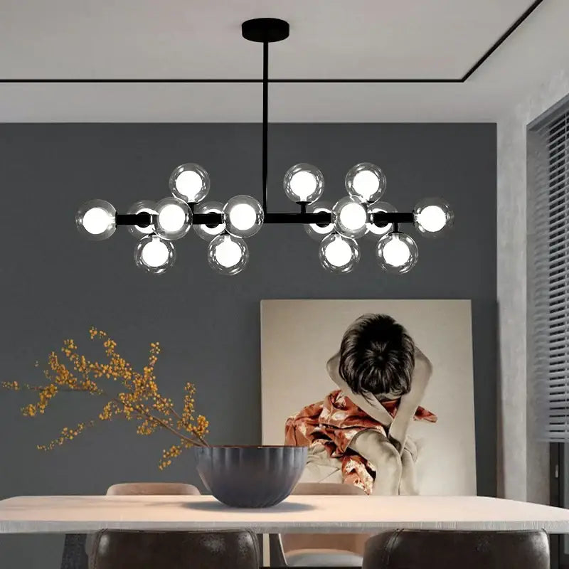Modern gold glass ball led chandelier for dining room