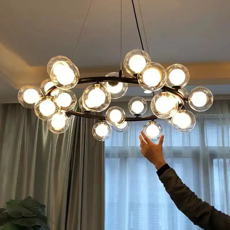 Modern gold glass ball led chandelier for dining room