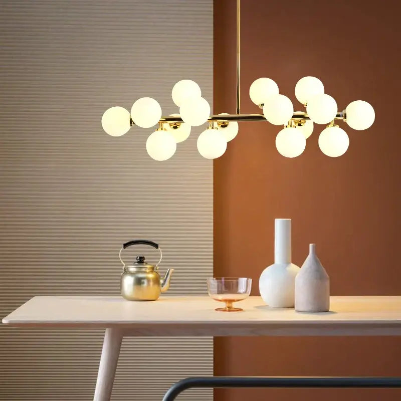 Modern gold glass ball led chandelier for dining room