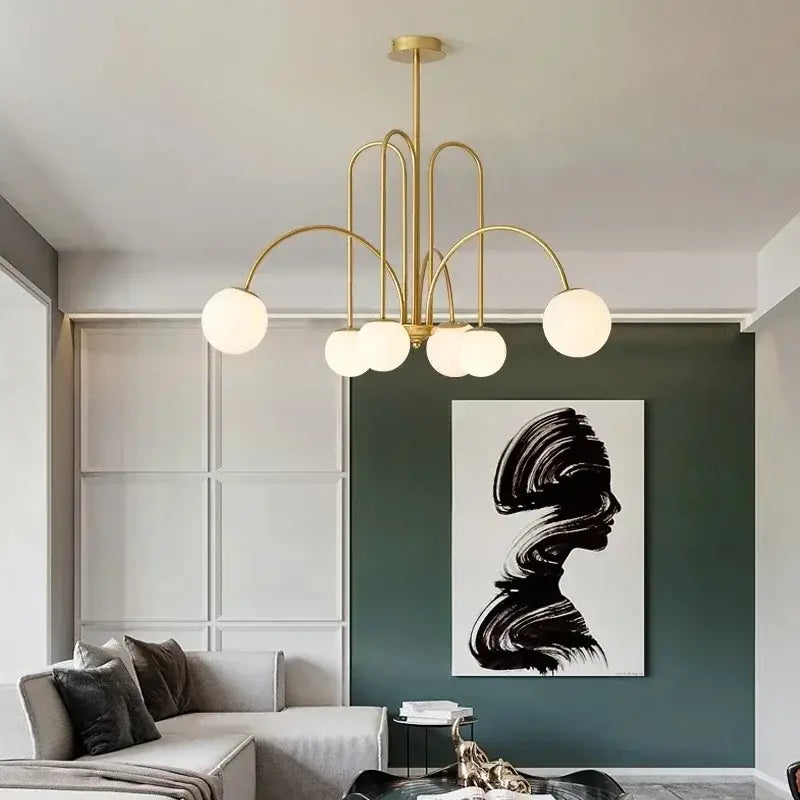 Modern gold glass ball led chandelier for dining room