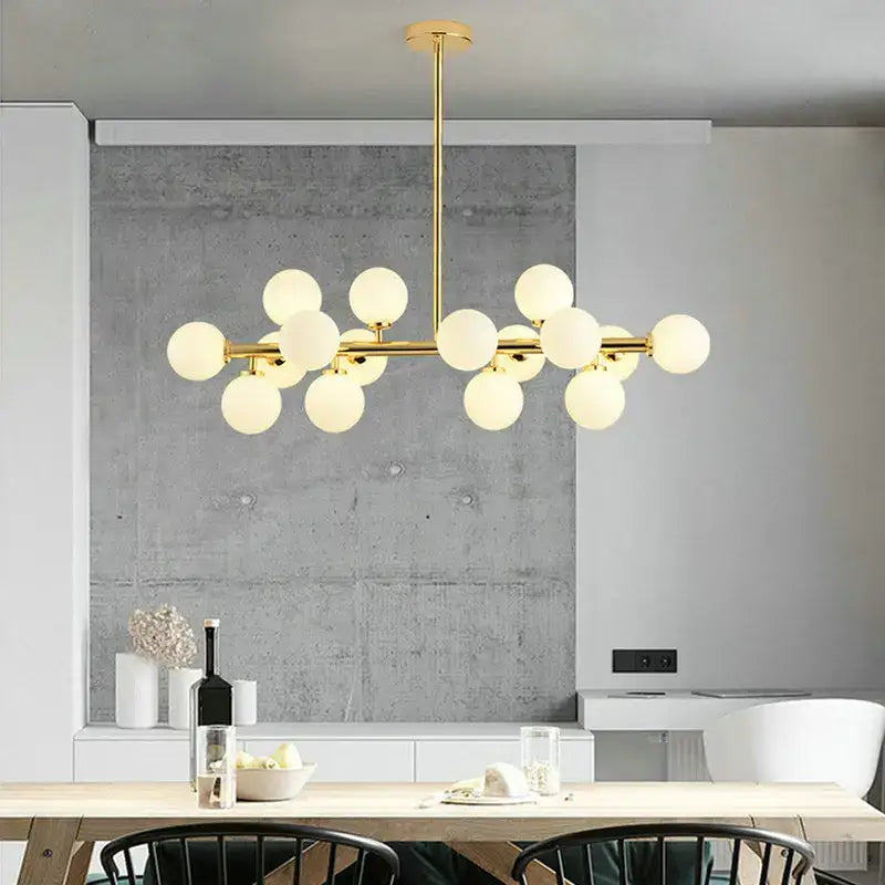 Modern gold glass ball led chandelier for kitchen and dining room