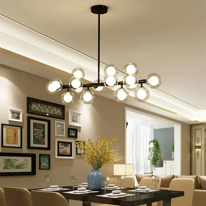 Modern gold glass ball led chandelier for kitchen and dining room
