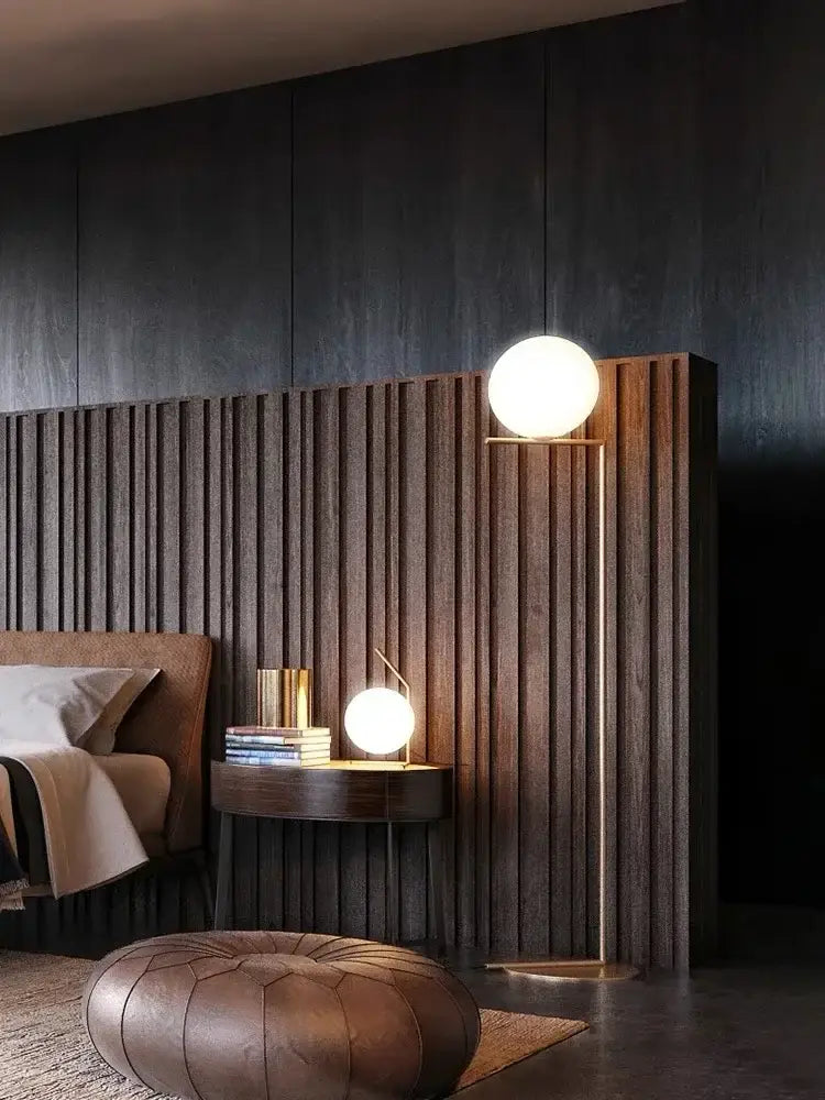 Modern gold glass ball led chandelier light bedroom floor lamp