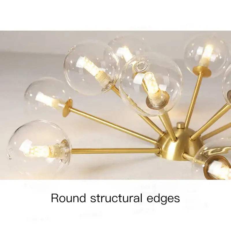 Modern gold glass ball led chandelier living room light