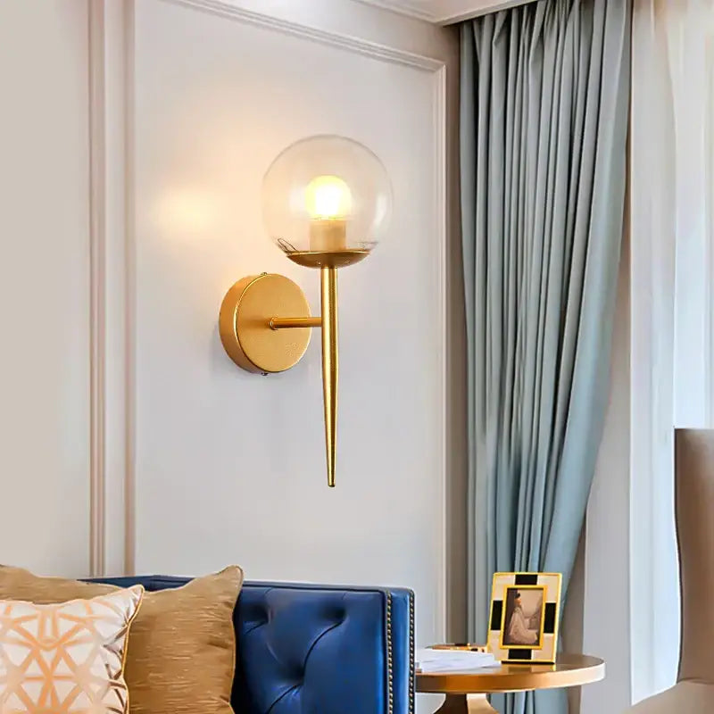 Modern gold glass ball led wall lights for bedroom passage