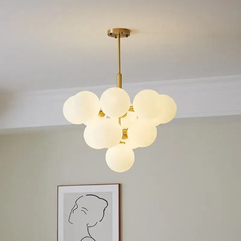 Modern gold glass ball pendant chandelier dining room light