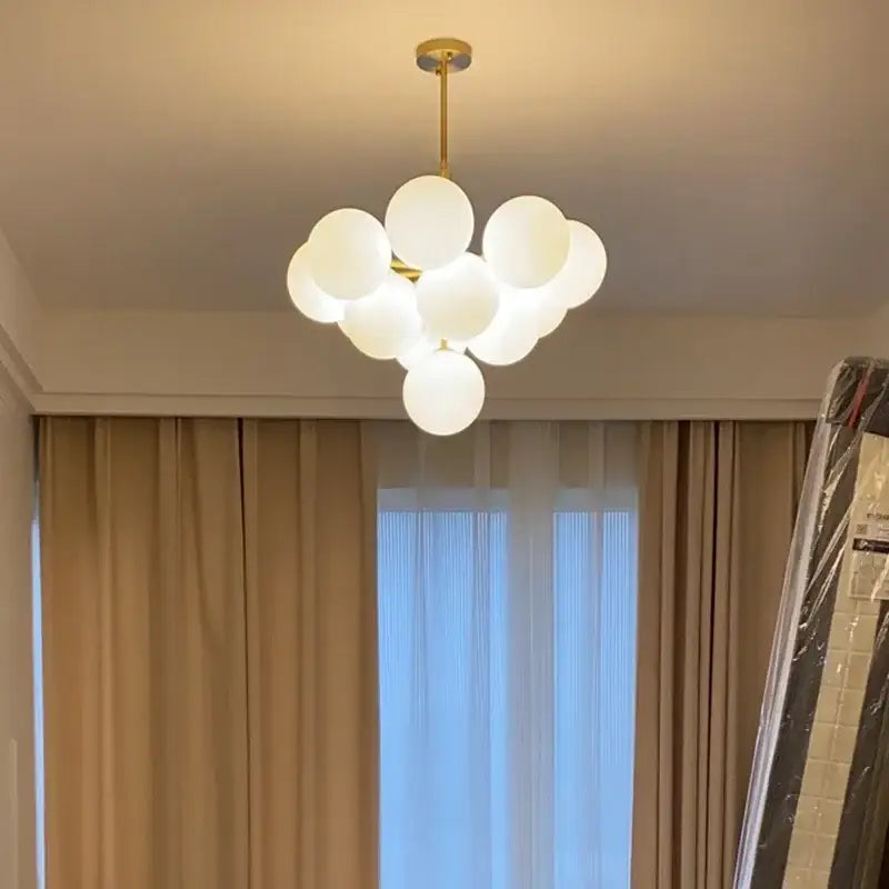 Modern gold glass ball pendant chandelier dining room light