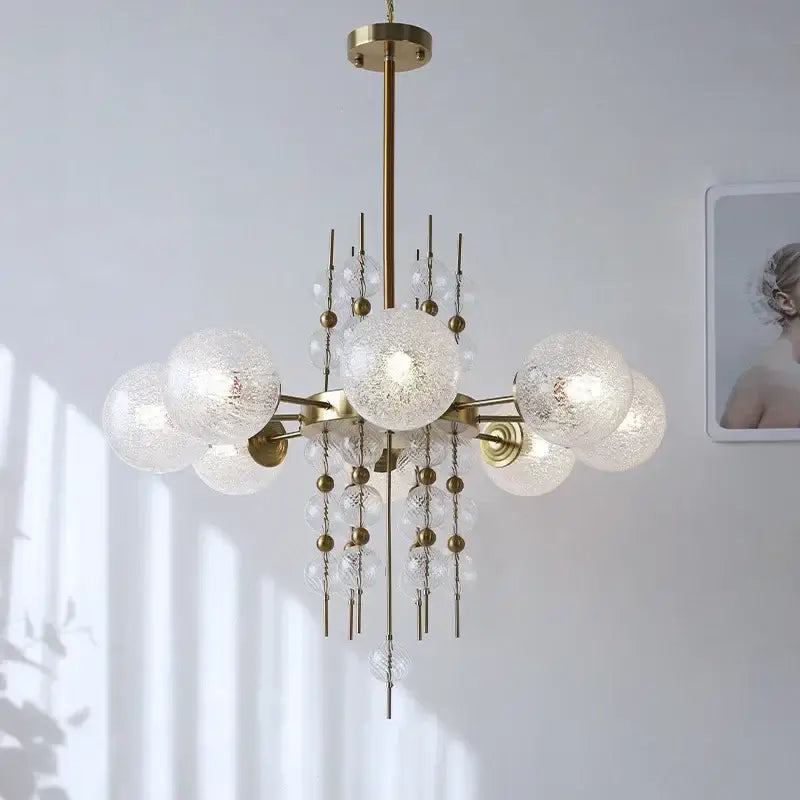Modern gold glass ball pendant chandelier – kitchen island light