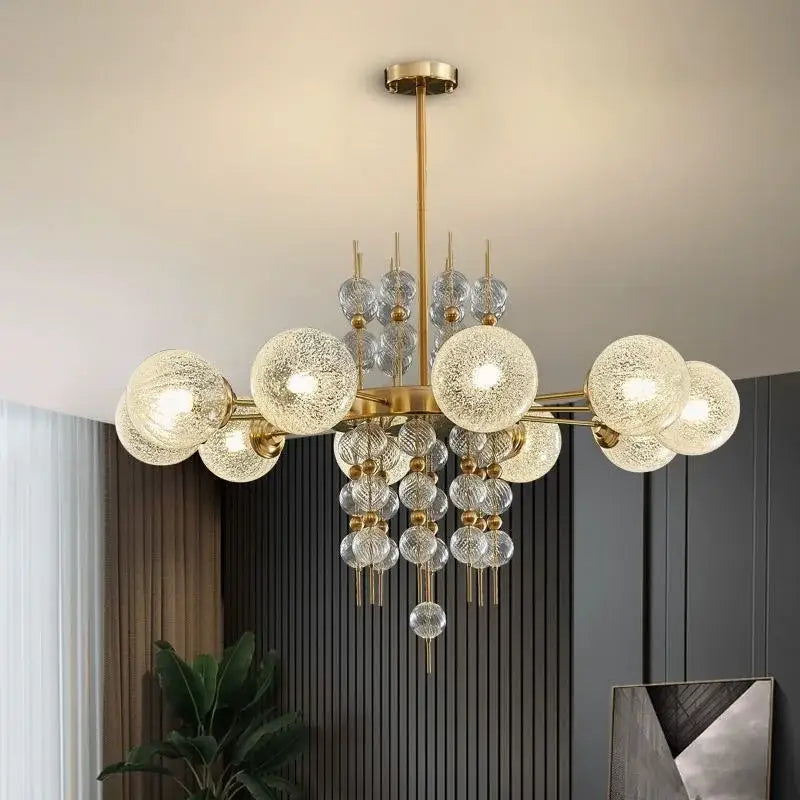 Modern gold glass ball pendant chandelier – kitchen island light