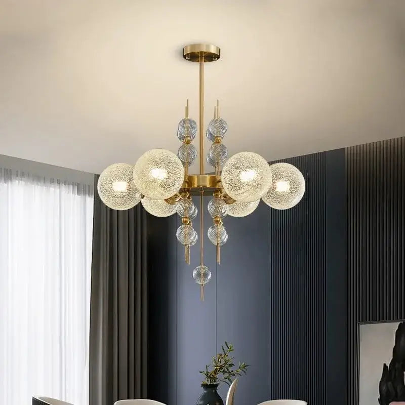 Modern gold glass ball pendant chandelier – kitchen island light