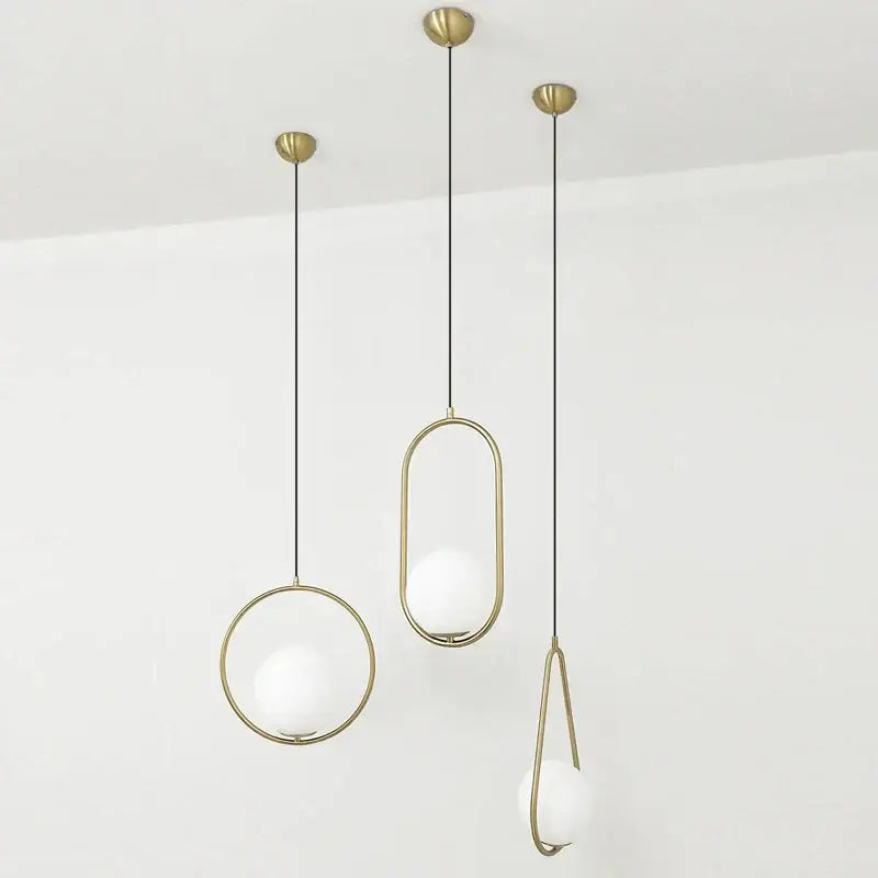 Modern gold glass ball pendant light dining room 3 light fixture
