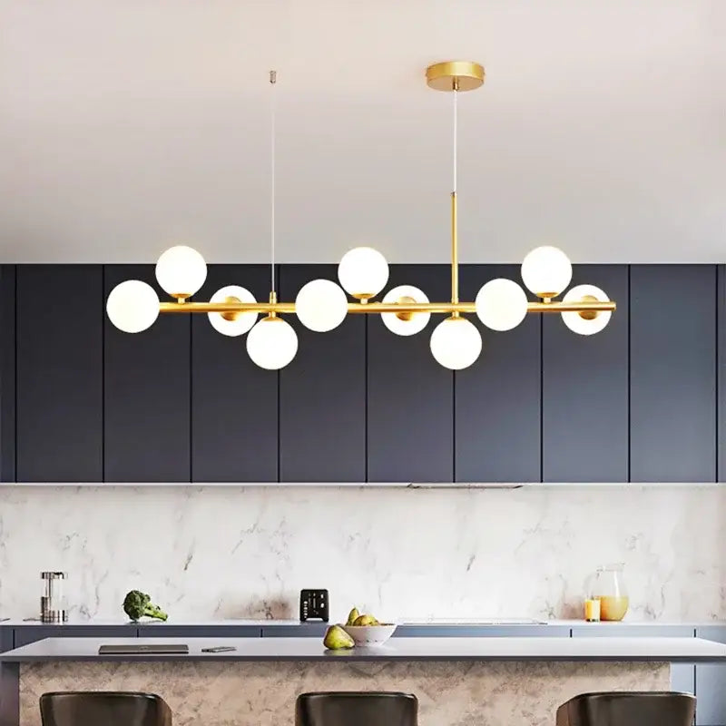 Modern gold glass ball pendant light dining room chandelier