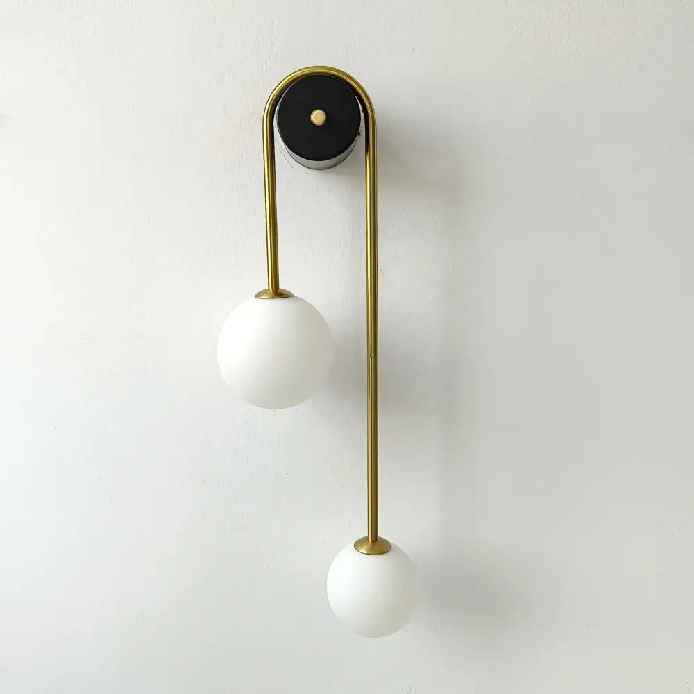 Modern gold glass ball wall lamp bedroom dual frosted sconce