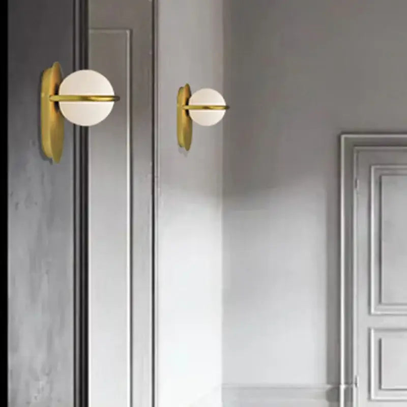 Modern gold glass ball wall light bedroom sconce