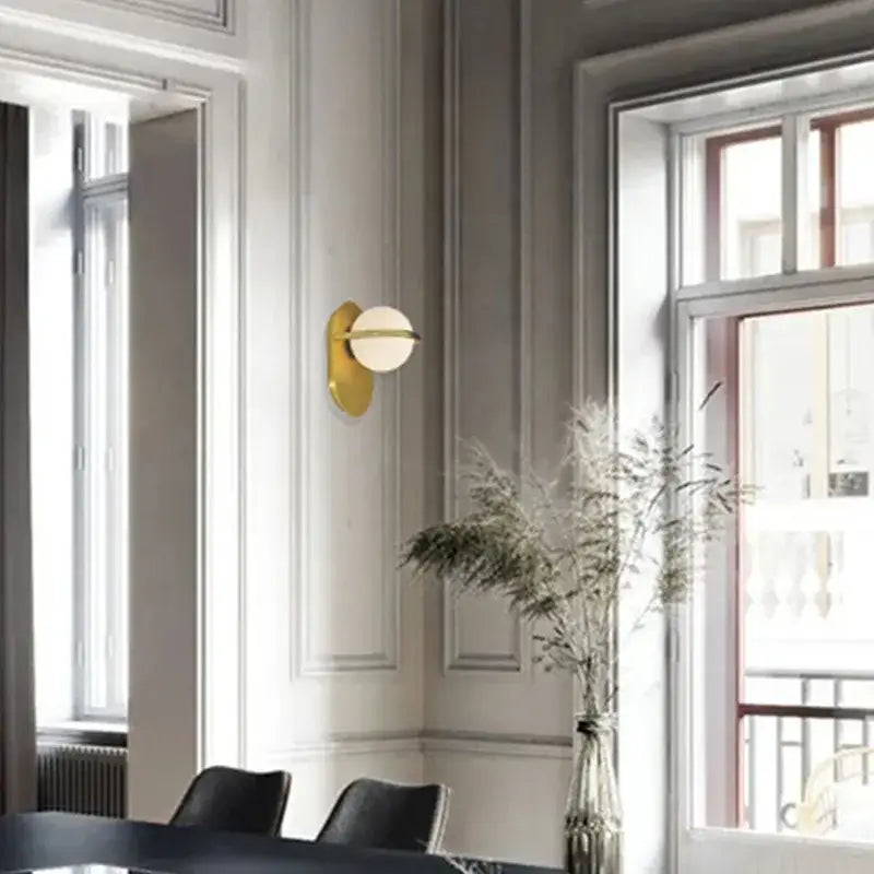 Modern gold glass ball wall light bedroom sconce