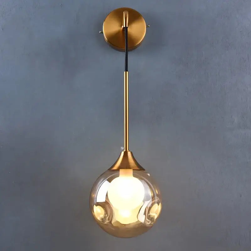 Modern gold glass ball wall sconce bedroom teardrop lamp