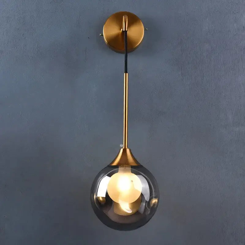 Modern gold glass ball wall sconce bedroom teardrop lamp
