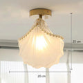 Modern gold glass shade ceiling light balcony pearl chandelier