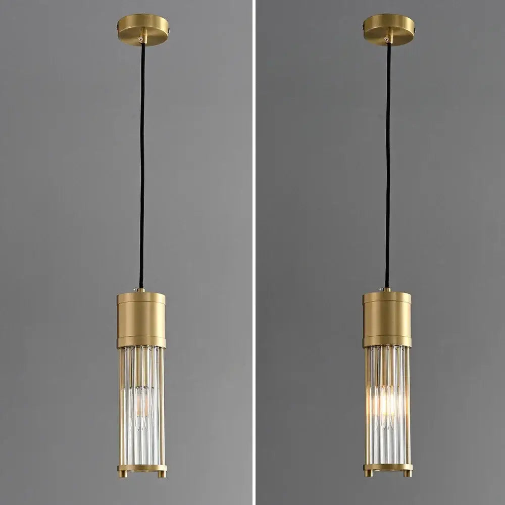 Modern gold glass shade pendant lights kitchen island cylindrical rods