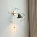 Modern gold glass shade wall light with bedroom pull chain