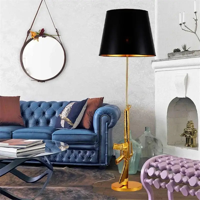 Modern gold gun floor lamp living room decorbites gun floor light