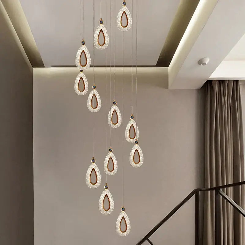 Modern gold heart led chandelier dining room crystal pendant light