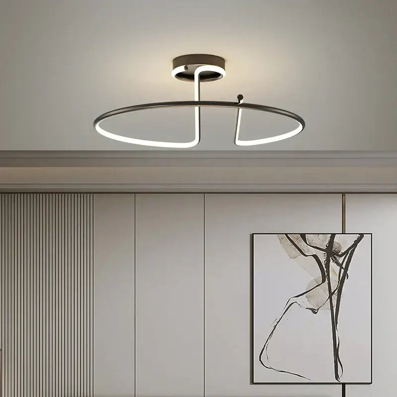 Modern gold heart line led chandelier bedroom ceiling light