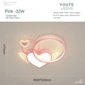 Modern gold heart shape led ceiling light bedroom with wings