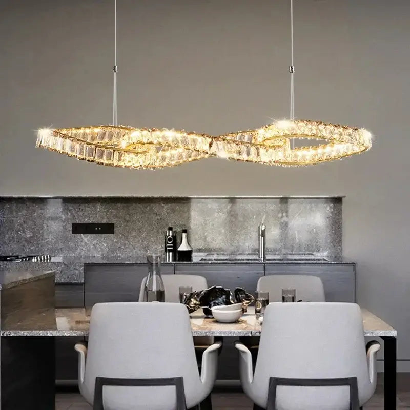 Modern gold infinity crystal led pendant – dining room chandelier