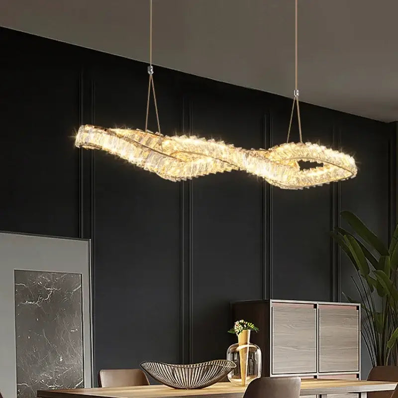 Modern gold infinity crystal led pendant – dining room chandelier